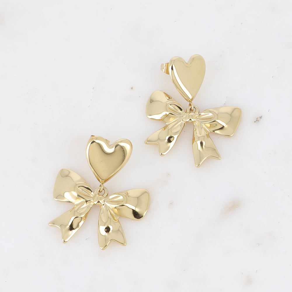 BOUCLES D'OREILLES Dame pendantes coeur et noeud papillon BOHM