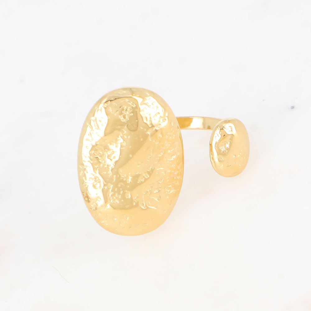 BAGUE AJUSTABLE Dame avec deux pièces martelées ovales