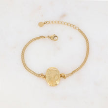 Charger l&#39;image dans la galerie, BRACELET Dame acier doré double rang avec pièce martelée ovale
