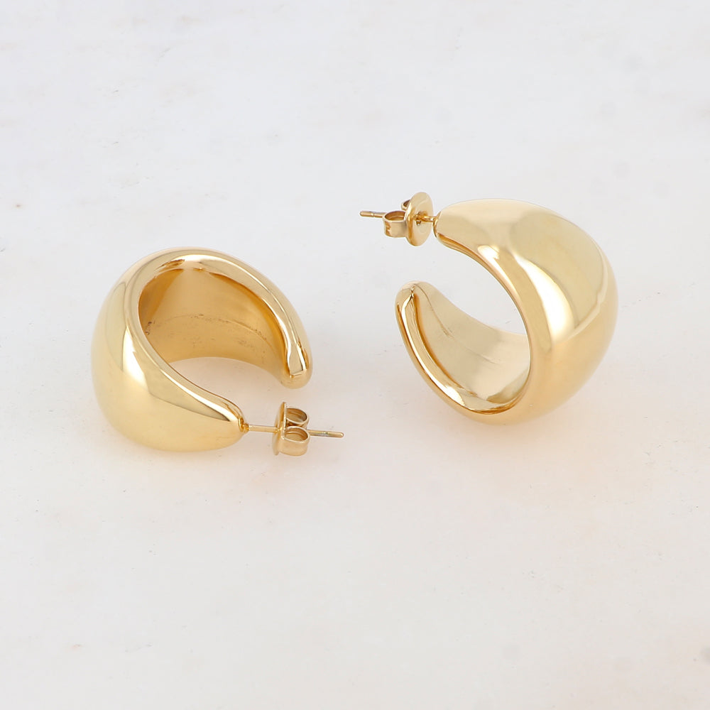 BOUCLES D'OREILLES Dame créoles à puce bombées
