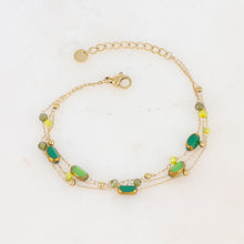 Charger l&#39;image dans la galerie, BRACELET ACIER Dame 3 rangs avec pierres naturelles et pâte de verre
