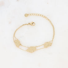 Charger l&#39;image dans la galerie, BRACELET Dame double rangs avec pampilles géométriques martelées acier
