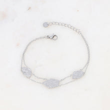 Charger l&#39;image dans la galerie, BRACELET Dame double rangs avec pampilles géométriques martelées acier
