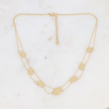 Charger l&#39;image dans la galerie, Collier double rangs avec pampilles géométriques martelées acier
