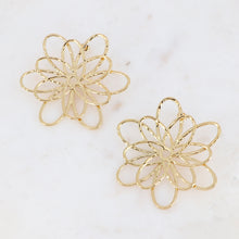 Charger l&#39;image dans la galerie, Boucles puces Femme ACIER grande pièce fleurie ajourée BOHM
