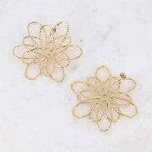 Charger l&#39;image dans la galerie, Boucles puces Femme ACIER grande pièce fleurie ajourée BOHM
