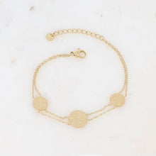 Charger l&#39;image dans la galerie, BRACELET Dame double rang ronds martelés acier doré
