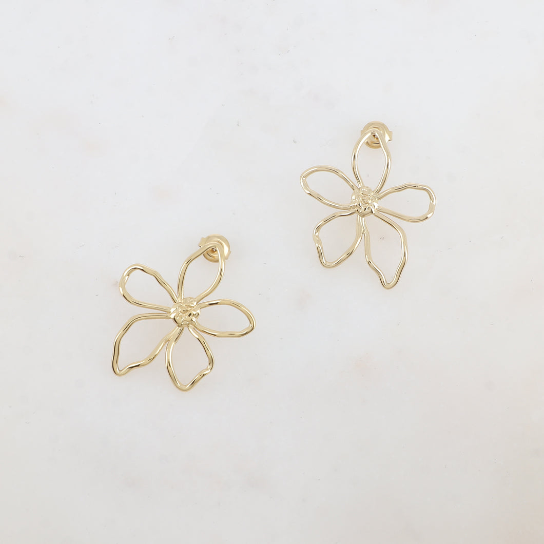 BOUCLES D OREILLES Femme acier FLEUR AJOUREE