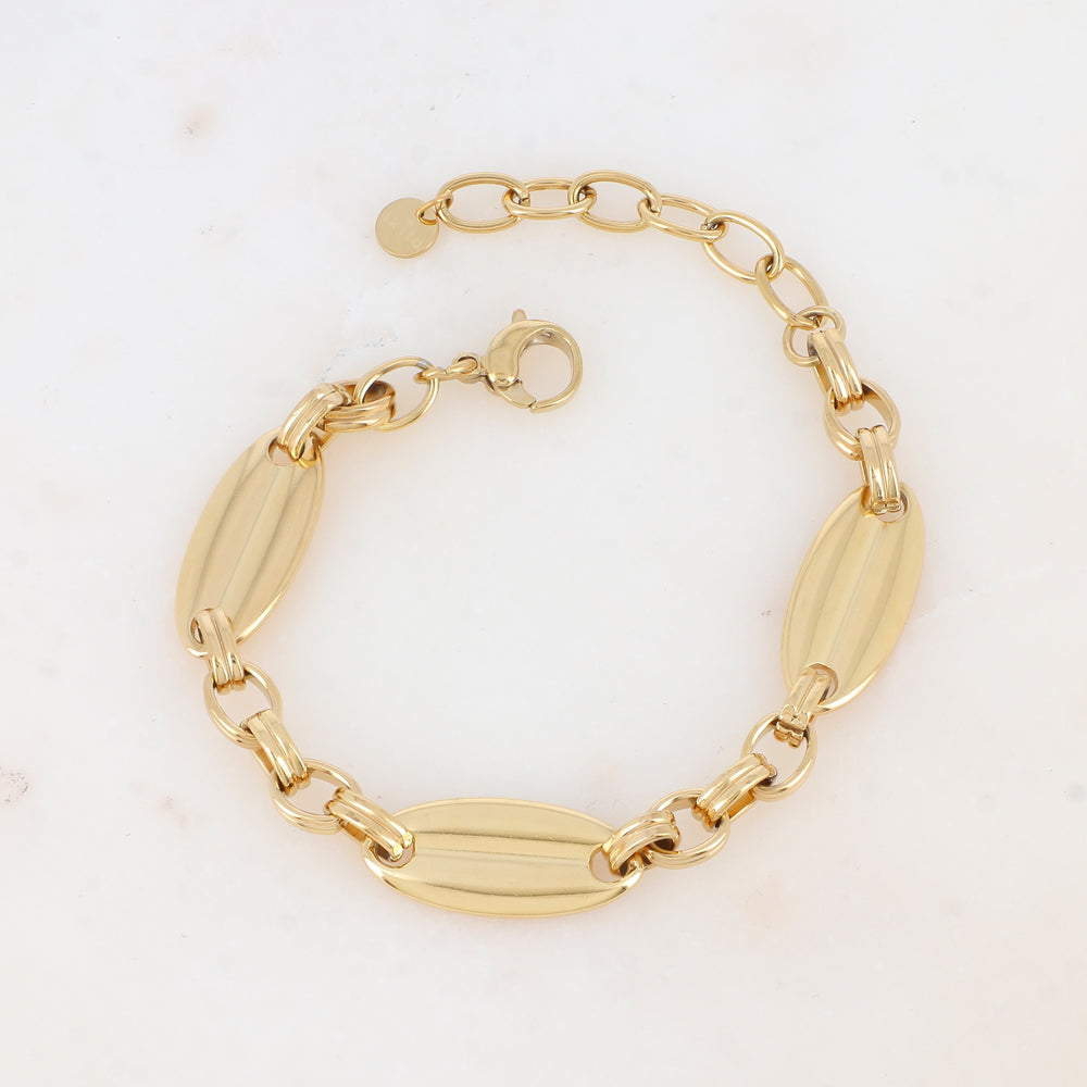 BRACELET Dame à mailles acier doré