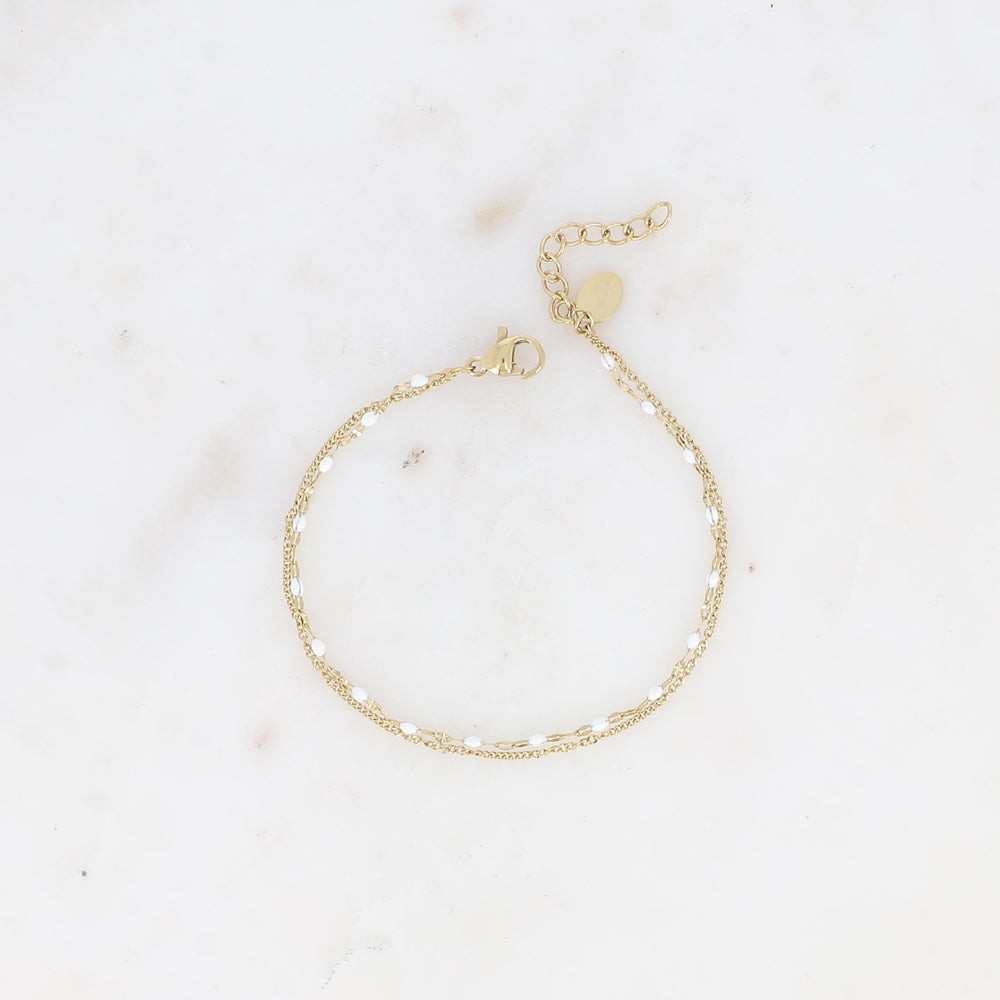 BRACELET Dame2 rangs - maille acier doré PIERRE NATURELLE BOHM