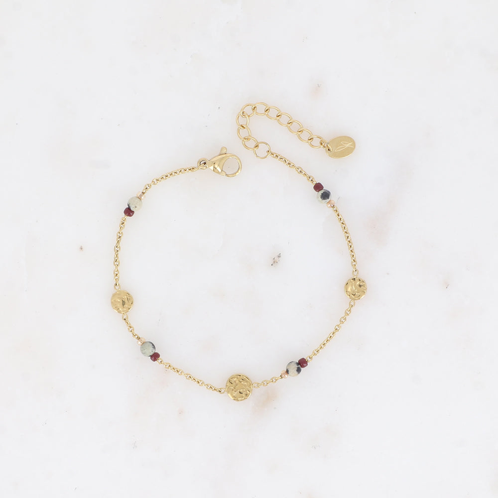 BRACELET Femme ACIER DORE BOHM PIERRES NATURELLES ET PASTILLES