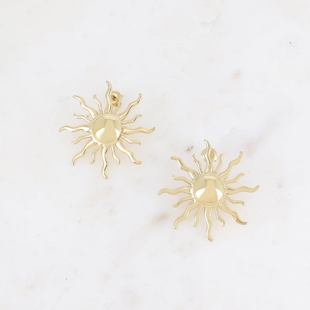 BOUCLES D'OREILLES Dame puces forme soleil BOHM