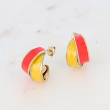 Charger l&#39;image dans la galerie, BOUCLES D&#39;OREILLES Dame créoles à puces double rang émaillées acier

