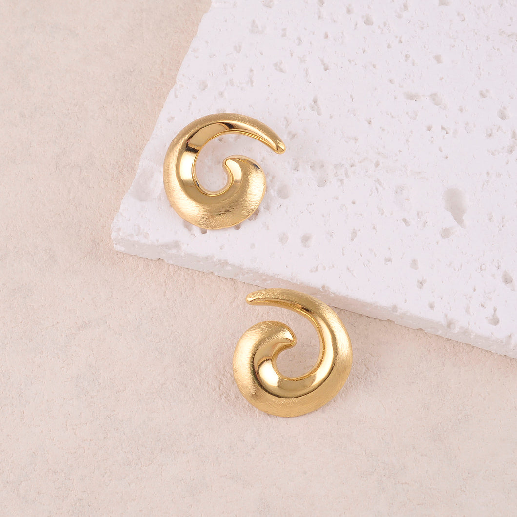 BOUCLES D'OREILLES Dame à puce en spirale acier inoxydable doré
