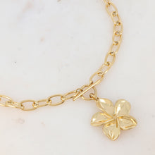Charger l&#39;image dans la galerie, COLLIER MAILLE PAMPILLE FLEUR Femme ACIER
