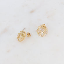 Charger l&#39;image dans la galerie, BOUCLES D OREILLES Femme acier à puce AVEC PASTILLES AJOUREE IKITA
