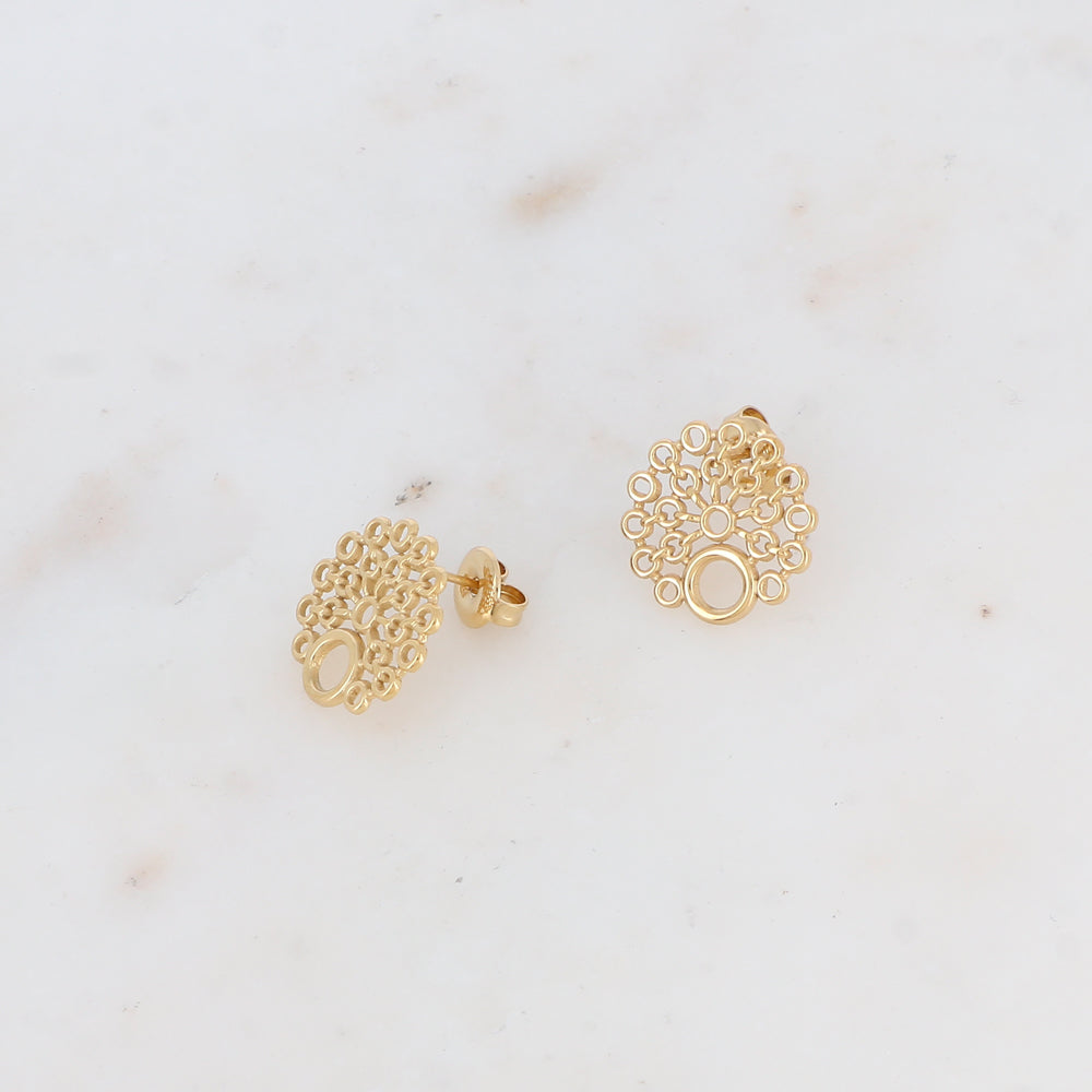 BOUCLES D OREILLES Femme acier à puce AVEC PASTILLES AJOUREE IKITA