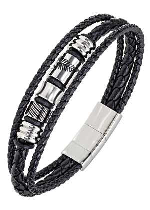 BRACELET Homme cuir et acier ALL BLACKS 682349