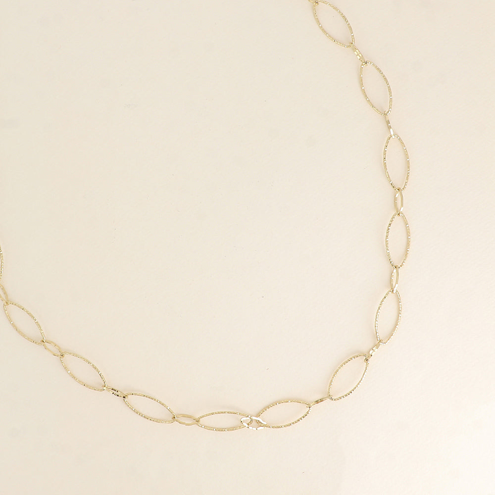 COLLIER Dame sautoir maillons alternés ovales dentelés et texturés BOHM