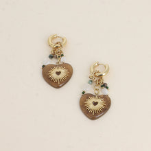 Charger l&#39;image dans la galerie, BOUCLES D&#39;OREILLES Dame CREOLES COEUR EN RESINE PIERRES NATURELLES BOHM
