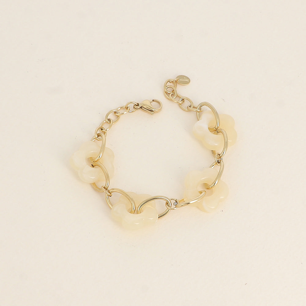 Bracelet Femme acier fleurs résine BOHM