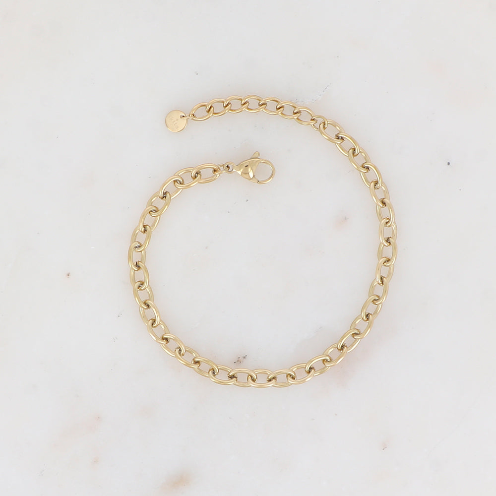 BRACELET Dame MAILLONS OVALES acier doré)
