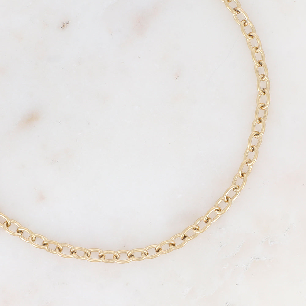 COLLIER CHAINE DAME acier doré MAILLON OVALES