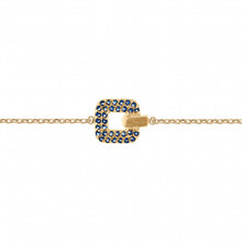 Charger l&#39;image dans la galerie, BRACELET Dame motif carré avec zirconiums Bleus PLAQUE OR
