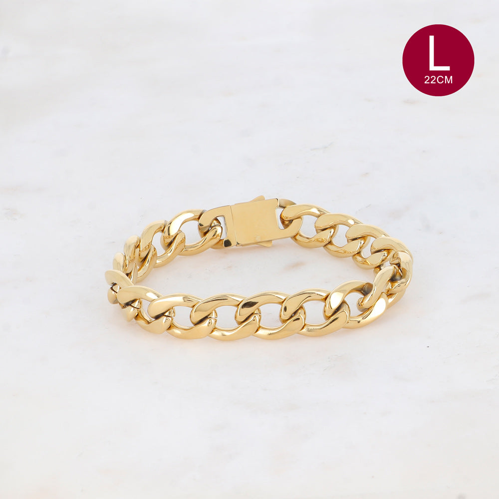 BRACELET UNISEXE MAILLE GOURMETTE ACIER DORE
