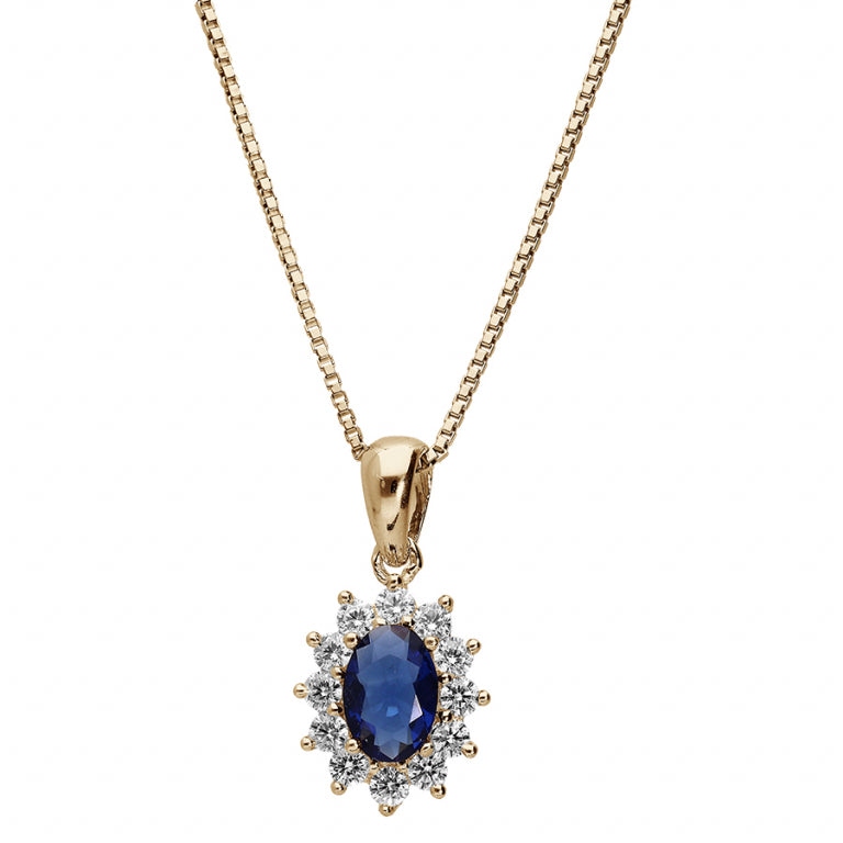 COLLIER FEMME plaqué or oxyde bleu et blanc