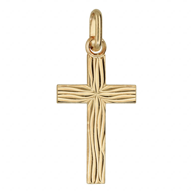 PENDENTIF Croix Mixte aspect bois PLAQUE OR