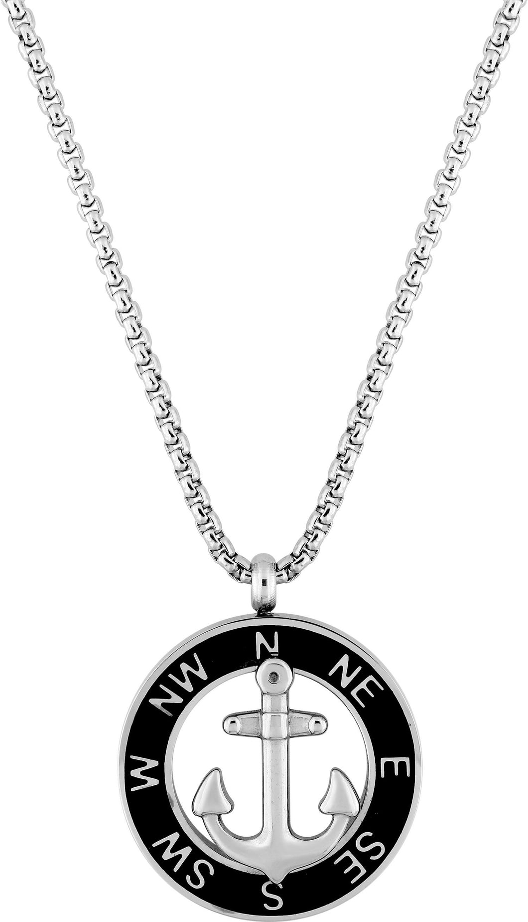 COLLIER Homme  encre marine  cerclée noir ACIER