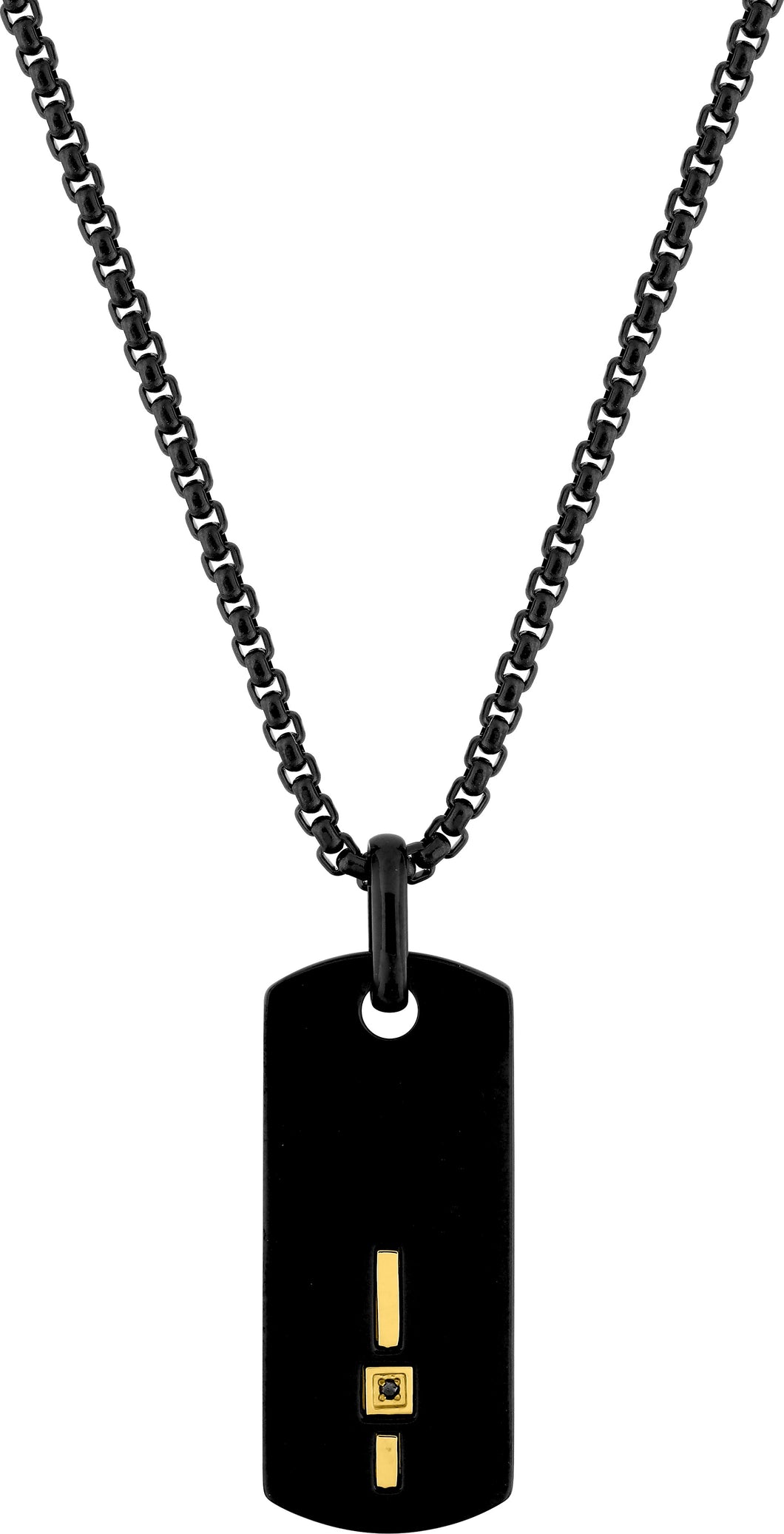 COLLIER Homme ACIER ET DIAMANT NOIR