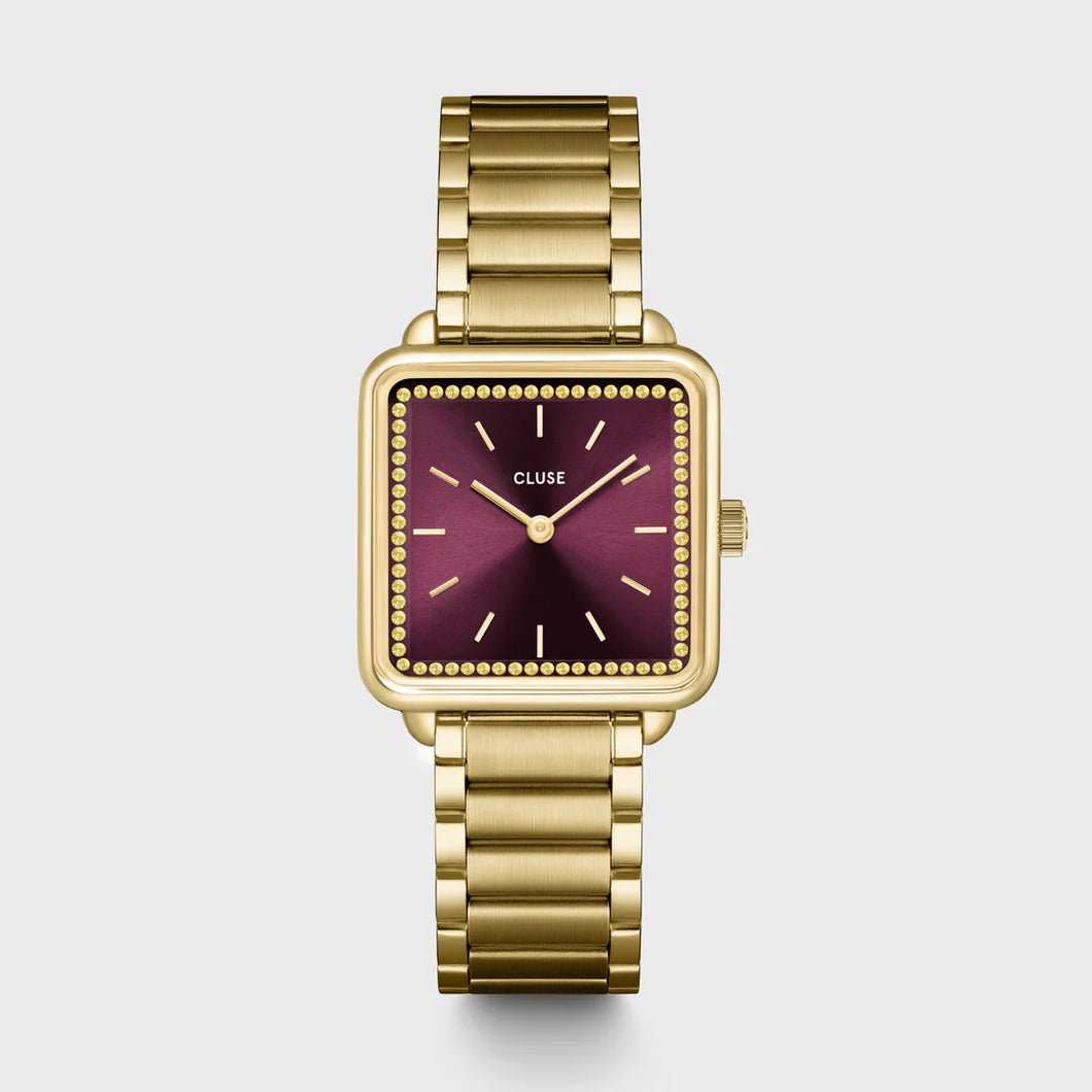 MONTRE Dame CLUSE Tetragone fond bordeau  CW10314