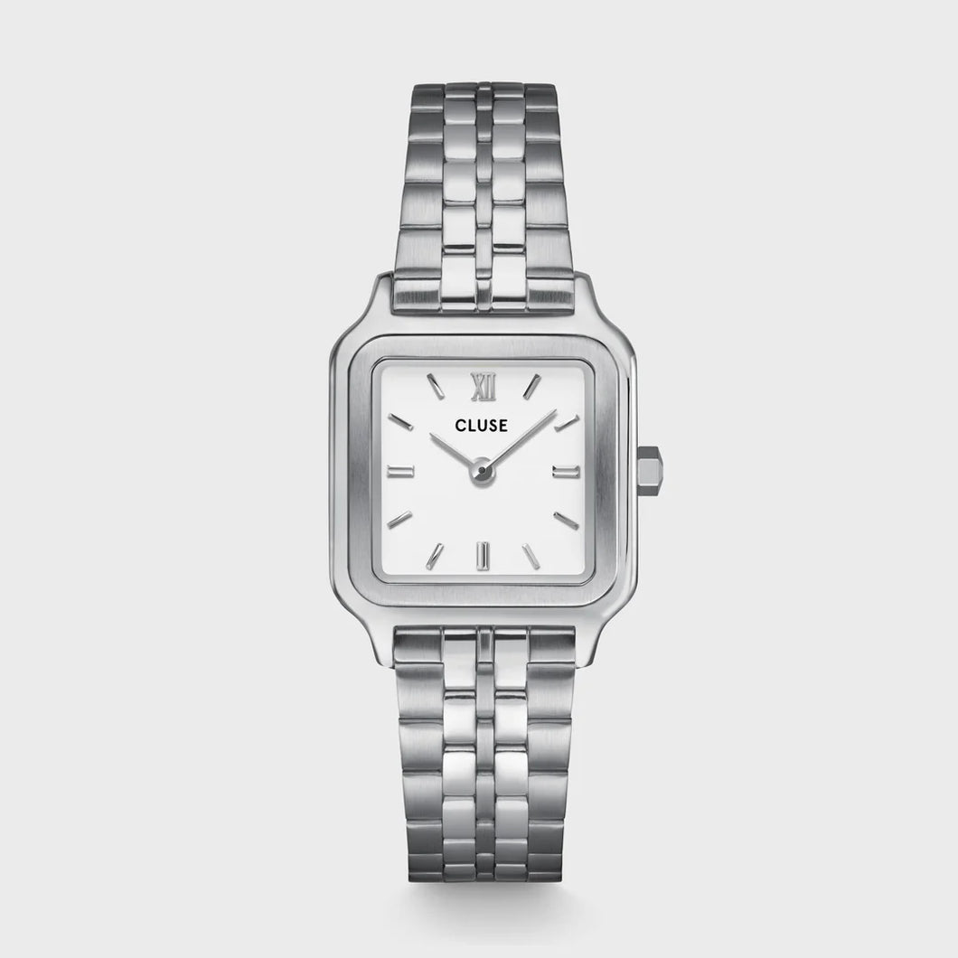 MONTRE Dame BELISENNA argentée fond blanc Petite Gracieuse CLUSE CW11817