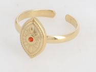 Charger l&#39;image dans la galerie, BAGUE ACIER DORE CRITAL ORANGE BOHM
