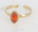 Charger l&#39;image dans la galerie, BAGUE ACIER DORE CRITAL ORANGE BOHM
