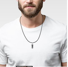 Charger l&#39;image dans la galerie, PENDENTIF Unisexe TRIBAL TIKI GROS MODELE  ARGENT925/1000° IMITATION ONYX
