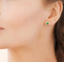 Charger l&#39;image dans la galerie, BOUCLES D OREILLES Femme PLAQUE OR oz vert et blancs
