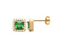 Charger l&#39;image dans la galerie, BOUCLES D OREILLES Femme PLAQUE OR oz vert et blancs
