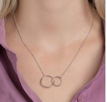 Charger l&#39;image dans la galerie, COLLIER Dame 2 anneaux entrelacés ARGENT
