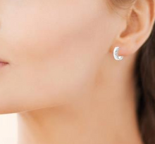 Charger l&#39;image dans la galerie, BOUCLES D&#39;OREILLES Dame créoles empierrées ARGENT
