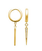 Charger l&#39;image dans la galerie, BOUCLES D&#39;OREILLES Dame créoles et pampilles pointes PLAQUE OR
