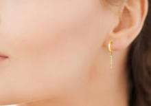 Charger l&#39;image dans la galerie, BOUCLES D&#39;OREILLES Dame créoles et pampilles pointes PLAQUE OR
