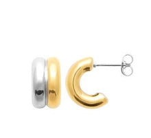 Charger l&#39;image dans la galerie, DEMI CREOLE Femme ACIER BICOLORE
