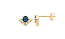 Charger l&#39;image dans la galerie, BOUCLES D OREILLES Femme  PLAQUE OR OZ BLEU ET BLANC
