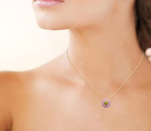 Charger l&#39;image dans la galerie, COLLIER Dame pendentif rond pierres serties PLAQUE OR
