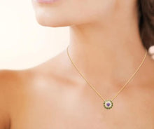 Charger l&#39;image dans la galerie, COLLIER Dame pendentif rond pierres serties PLAQUE OR
