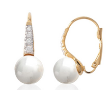 Charger l&#39;image dans la galerie, BOUCLES D&#39;OREILLES Dame Dormeuse perles imitation PLAQUE OR
