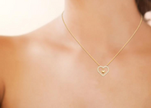 Charger l&#39;image dans la galerie, COLLIER Dame Motif DOUBLE COEURS PLAQUE OR + OXYDES
